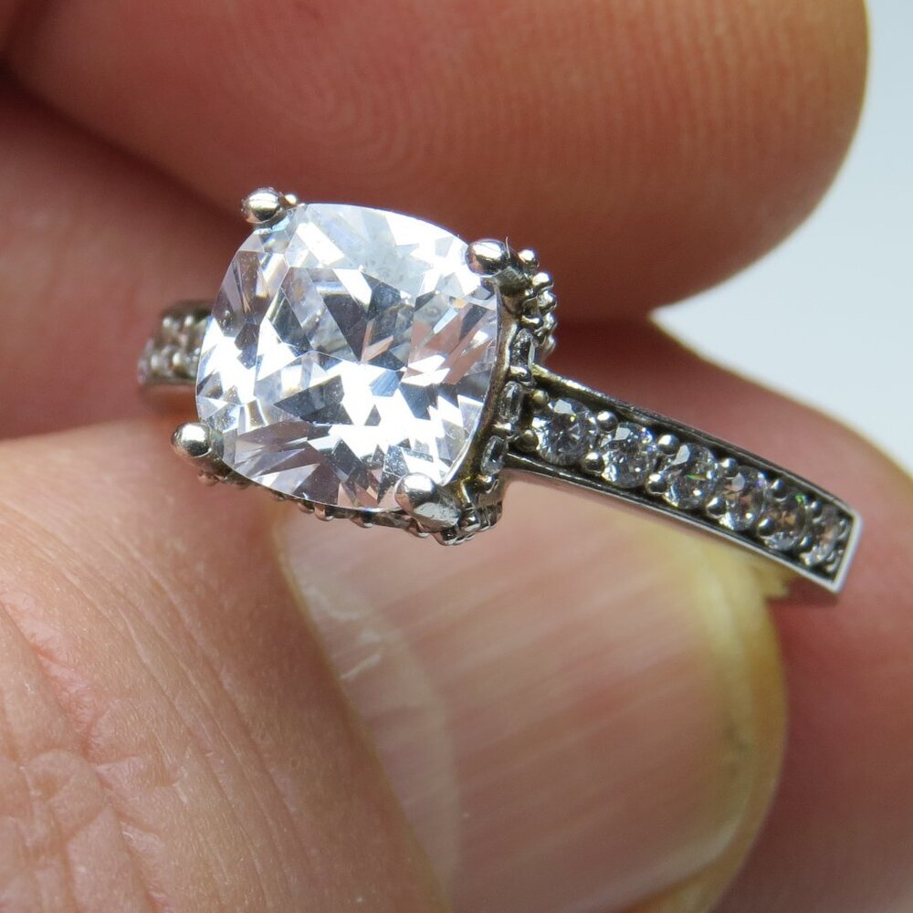 *925 Sterling Silver Diamond Band Engagement Ring